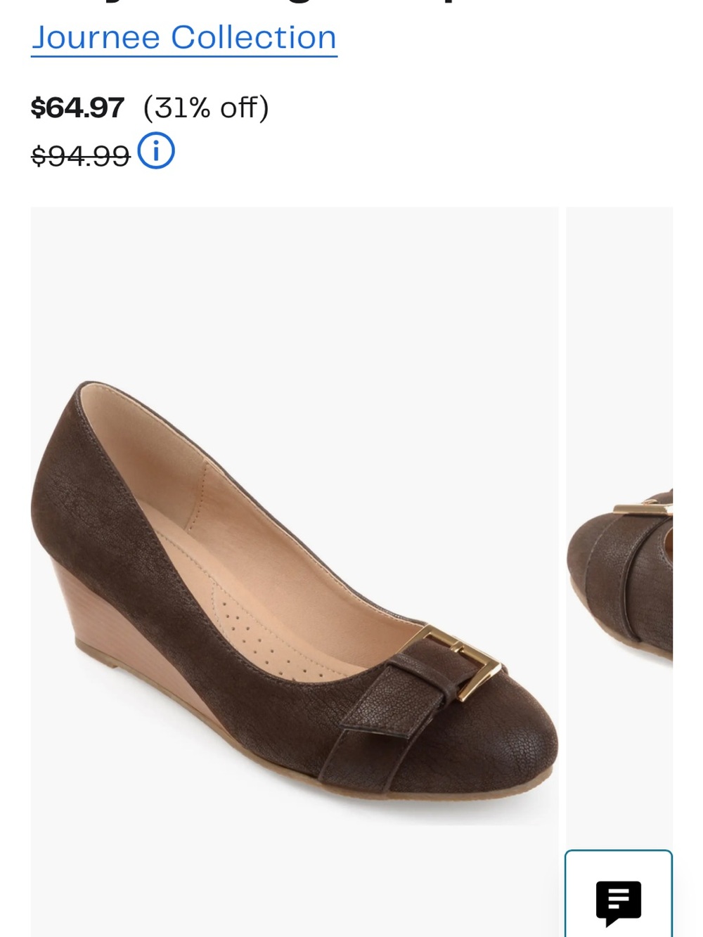 Journee Collection Brown Faux-Leather Wedge Pumps with Bow and Gold Accent
